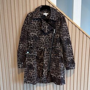 Calvin Klein Brown and Black Leopard Print Trench Coat